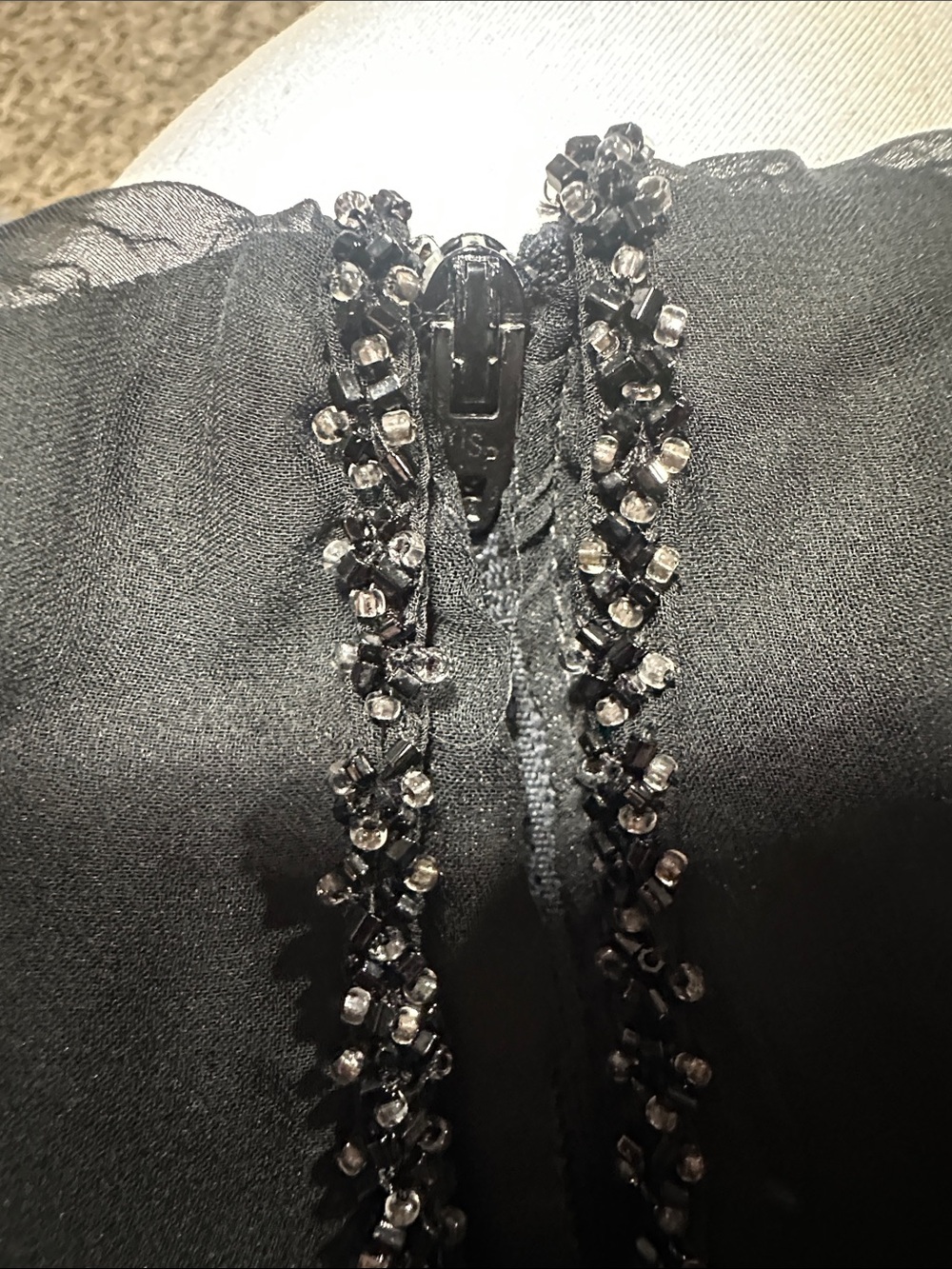 Jack Bryan Vintage Black Beaded Maxi Dress Sheer Overlay Stretch Evening Gown 5 - Picture 9 of 9